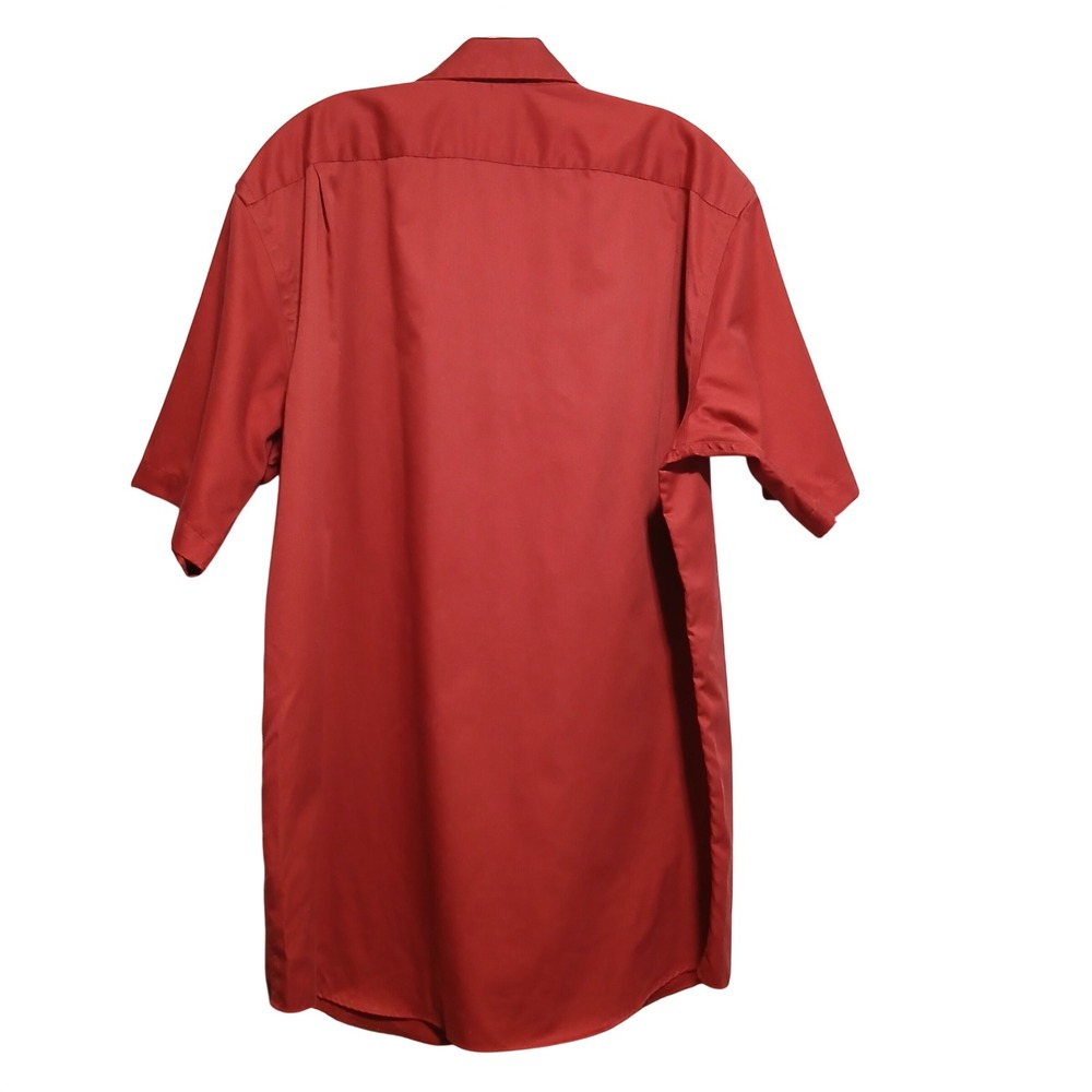 LL Bean Mens Large Tall Red Short Sleeve Button Down Shirt 100% Cotton 264081 - Picture 2 of 7